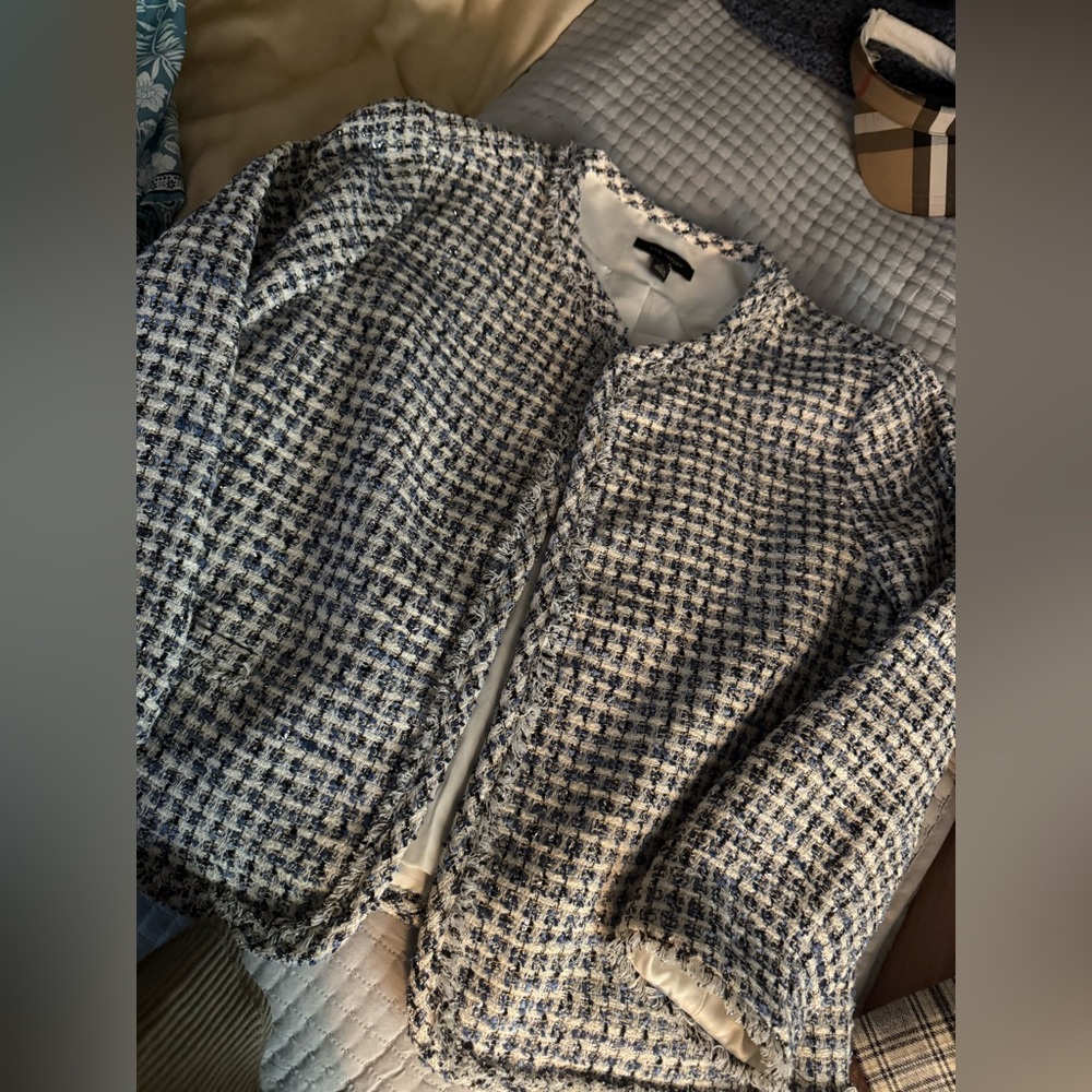 Ann Taylor Black and White Tweed Blazer